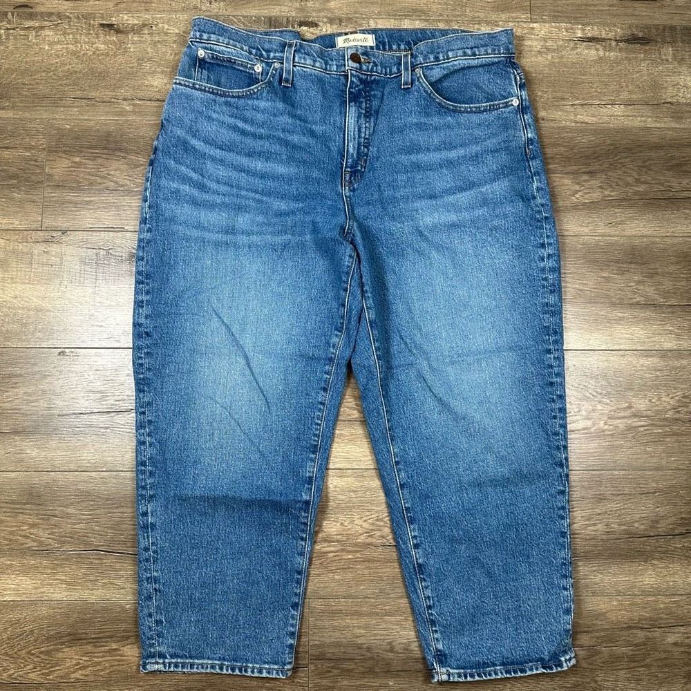 Madewell Womens Size 33 Petite Balloon Jeans Blue Medium Wash Denim 90s Inspired